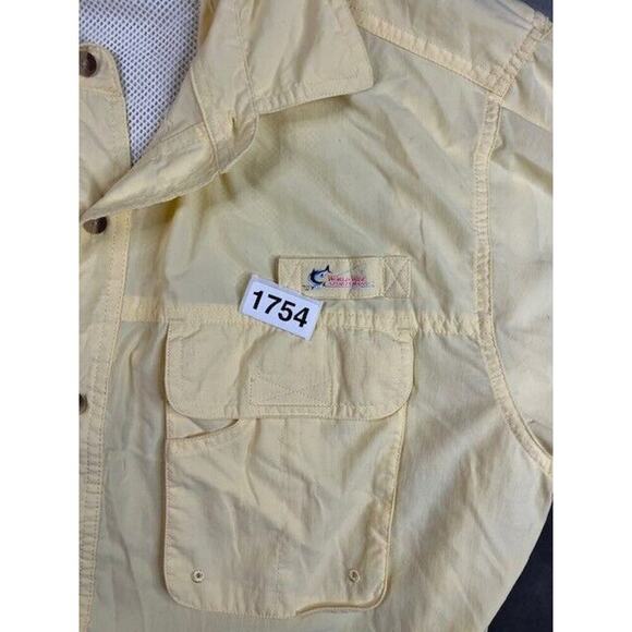World Wide Sportsman Fishing Shirt Men’s Sz L Long Sleeve Button Up Yellow‎ - Picture 5 of 5